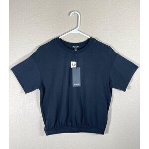 NWT True Religion Women's Cinched Short Sleeve Top Black